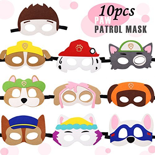 Book Cover Paw Dog Patrol Toys Puppy Party Masks Birthday Cosplay Character Party Favors Supplies for Kids (Set of 10)