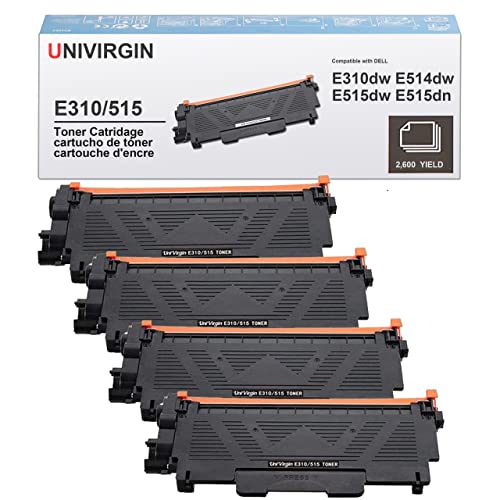 Book Cover Univirgin Compatible Toner Cartridge Replacement for Dell E310 for use in Dell Wireless Monochrome E310dw E514dw E515dw E515dn Printer(Black,4-Pack)