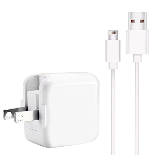 iPad Charger 2.4A 12W USB Wall Charger Foldable Portable Travel Plug + 6FT Charging Cable, Compatible with iPhone X/8/8Plus/7/7Plus/6s/6sPlus/6/6Plus/SE/5s/5, Pad 4/Mini/Air/Pro, Pod