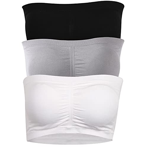 Fasoar Women's Bandeau Bra, Strapless Seamless Padded Bandeau Tube Bra Top 1/2/3 Pack