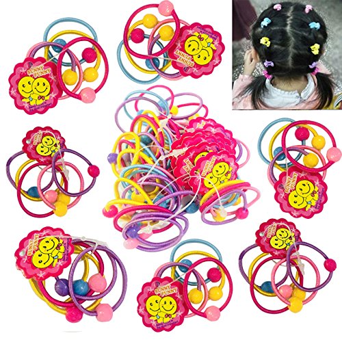GoProver 50pcs Baby Hair Ties for Kids Toddlers Girls Ponytail Holder Head Bands Ropes Colorful Elastic Headband Accessories