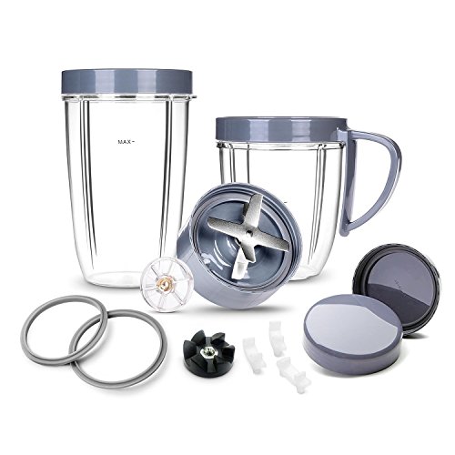 Book Cover Deluxe Upgrade Kit Cup & Blade & Resealable Lid & Gear & Shock Pads Replacement Parts Kit, 14-Piece Set Replacement Parts Compatible with NutriBullet 900W/600W Series