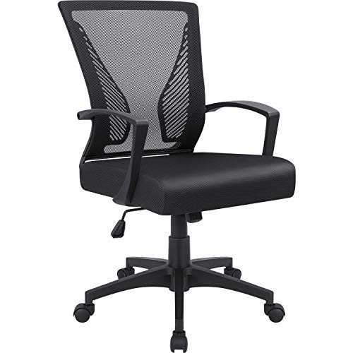 Book Cover Furmax Office Chair Mid Back Swivel Lumbar Support Desk Chair, Computer Ergonomic Mesh Chair with Armrest (Black)
