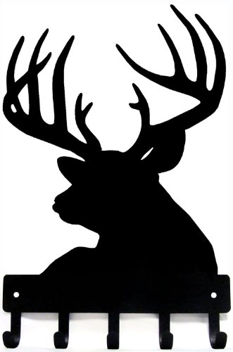 Book Cover The Metal Peddler Buck Head Deer Key Rack Hanger - Small 6 inch Wide - Made in USA; Wall Mount Gift for Wildlife Lovers
