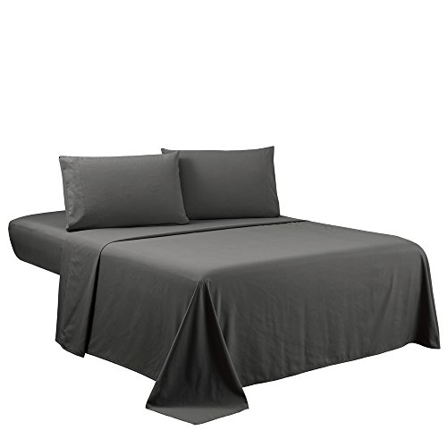 Book Cover Sfoothome Queen Sheets Set - Deep Gray Hotel Luxury 4-Piece Bed Set, Extra Deep Pocket, 1800 Series Bedding Set, Wrinkle & Fade Resistant, Sheet & Pillow Case Set (Queen, Deep Gray)