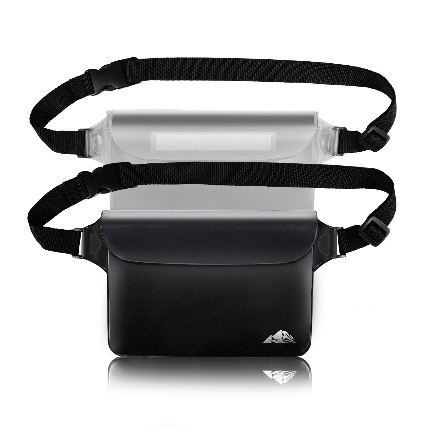 HEETA 2 Pack Waterproof Pouch, Screen Touch Sensitive Waterproof Dry Bag with Adjustable Waist Strap | Keep Your Phone and Valuables Dry | for Swimming Kayaking Boating Fishing Beach Diving Surfing Black & White