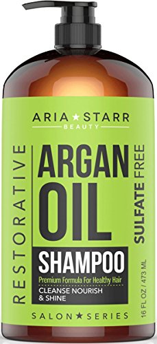 Book Cover Aria Starr Argan Oil Shampoo With Keratin, Coconut, Jojoba - Natural Moisturizing Sulfate Free Shampoo For Color Treated, Curly Hair, For Men & Women, 16 FL OZ