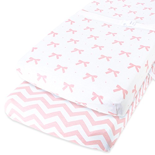 Cuddly Cubs Changing Pad Covers – 2 Pack – Snuggly Soft Plush Cotton Changing Table Covers for Girl – Fits Perfectly on Summer Infant and Other 16 x 32 Baby Changing Table Pads – Pink