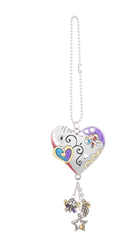 Ganzz Color Art Heart Car Charm,Silver/ Blue/ Purple