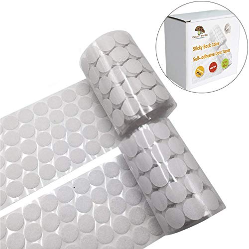 Book Cover 1000 Pieces Adhesive (500 Pair Sets) 0.59in Diameter Sticky Back Coins Hook & Loop Self Adhesive Dots Tapes Magic Sticky Dots 15mm White (15mm D White)