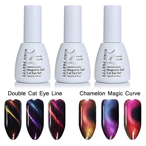 Born Pretty Gel Polish Set 10ml Magnetic Cat Eye Chameleon Soak Off UV Gel Nail Polish Varnish for Nail Art 3 Colors