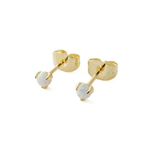 HONEYCAT Tiny Opal Orb Solitaire Studs in Gold, Rose Gold, or Silver | Minimalist, Delicate Jewelry