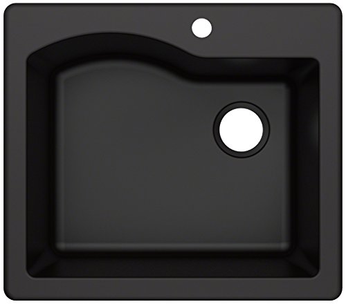 Book Cover KRAUS KGD-441 Quarza 25-inch Dual Mount Single Bowl Granite Kitchen Sink in Black
