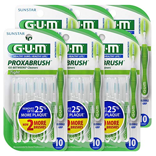 GUM Proxabrush Go-Betweens Interdental Brushes, Tight, 10 Count (Pack of 6)
