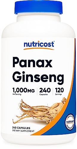 Book Cover Nutricost Panax Ginseng 1000mg, 240 Capsules - Non GMO, Gluten Free, 120 Servings