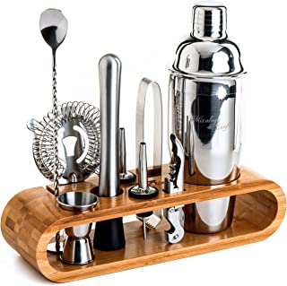 Book Cover Mixology Bartender Kit: 10-Piece Bar Tool Set with Stylish Bamboo Stand - Perfect Home Bartending Kit and Martini Cocktail Shaker Set For an Awesome Drink Mixing Experience - Exclusive Recipes Bonus