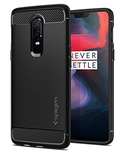 Book Cover Spigen Rugged Armor Case Compatible with OnePlus 6 - Black
