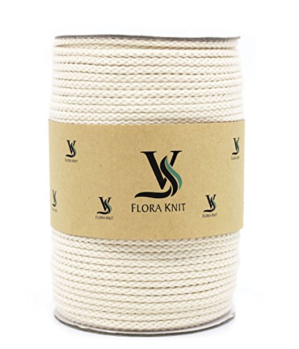 Book Cover Natural Cotton Macrame Cord Rope - 4mm 1/6inch 110 Yards for Plant Hanger Craft Wall Hanging Handmade DIY (Not Recycle Material) (4mm 110Yards Natural White)