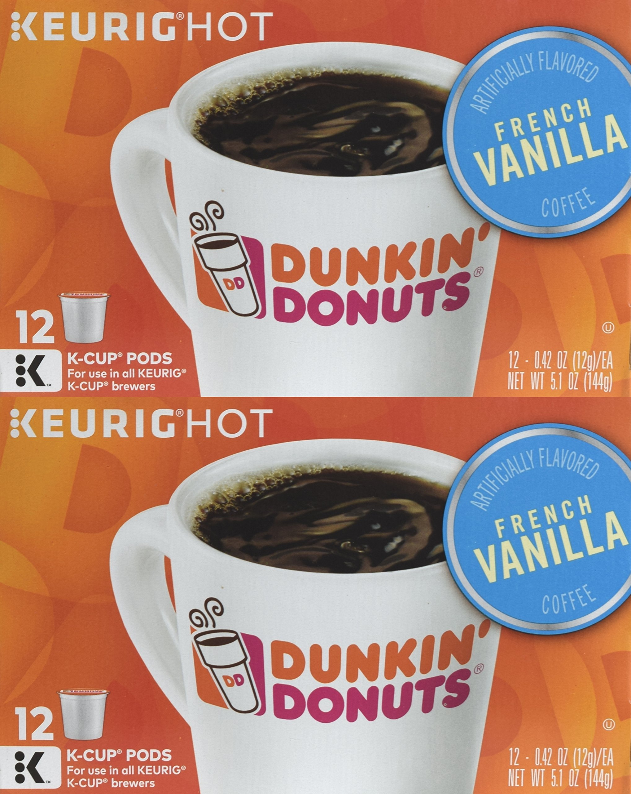 Dunkin' Donuts French Vanilla Coffee Single Serve K-Cups, 24 Count French Vanilla 12 Count (Pack of 2)