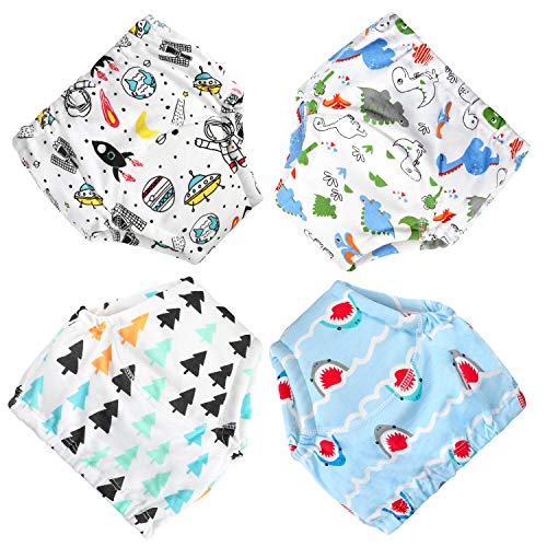 CottonTraining Pants 4 Pack Padded Toddler Potty Training Underwear for Boys and Girls-12M-5T