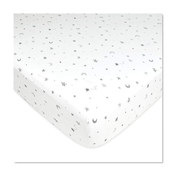 Book Cover TL Care Fitted Crib Sheet for Standard Crib and Toddler Mattress, Stars and Moon, for Boys and Girls