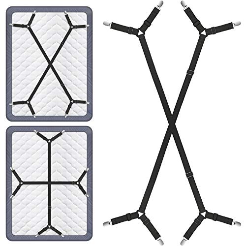 Book Cover Bed Sheet Fasteners, Adjustable Triangle Elastic Suspenders Gripper Holder Straps Clip for Bed Sheets,Mattress Covers, Sofa Cushion