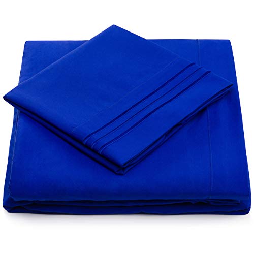 Cosy House Collection 1500 Series Luxury Bed Sheet Set - Ultra Soft Hotel Sheets with Deep Pocket - Cool & Breathable - Wrinkle, Fade & Stain Resistant - 5 Piece Set (Split King, Royal Blue)