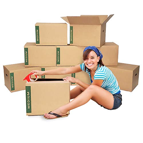 Medium Moving Boxes (Pack of 10) with Handles – 18"x14"x12"