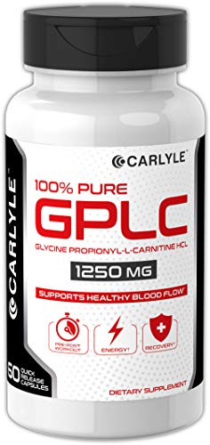 Carlyle GPLC 1250 mg 60 Capsules | Glycine Propionyl-L-Carnitine HCL | 100% Pure, Highest Potency Supplement for Healthy Blood Flow