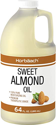 Sweet Almond Oil 64 fl oz | Moisturizing Oil for Hair and Skin | Bulk Size Carrier Oil | Vegan, Non-GMO | By Horbaach