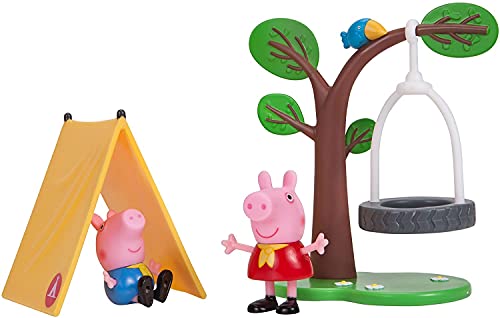Peppa Pig Camping Trip Playset, 4 Pieces - Includes Peppa & George Character Figures, Tent & Swing - Toy Gift for Kids - Ages 2+