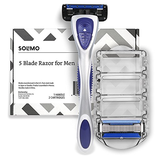 Book Cover Solimo 5-Blade Razor for Men with Precision Beard Trimmer, Handle & 2 Cartridges (Cartridges fit Solimo Razor Handles only)