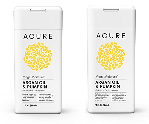 Acure Mega Moisture Shampoo - Conditioner Set Argan Oil & Pumpkin, 12oz ea Bottle