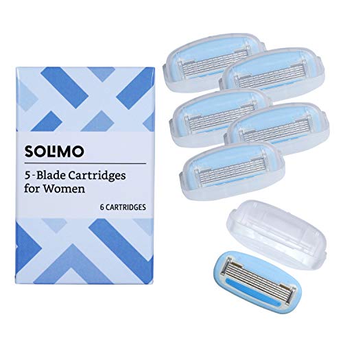 Solimo 5-Blade Razor Refills for Women, 6 Refills (Fits Solimo Razor Handles only)