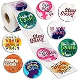 Women Empowerment Stickers, Feminist Girl Power Quotes, 8 Designs (2 In, 500 Pieces)