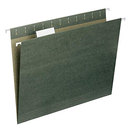 Book Cover Smead Hanging File Folder with Tab, 1/5-Cut Adjustable Tab, Letter Size, Standard Green, 50 per Box (64029)