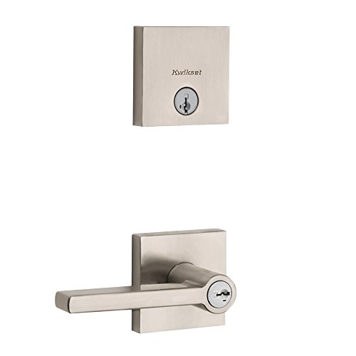 Kwikset 99910-060 991HFL SQT 15 SMT RBP Halifax Keyed Entry Lever and Downtown Single Cylinder Deadbolt Combo Pack Featuring SmartKey Security in, Satin Nickel