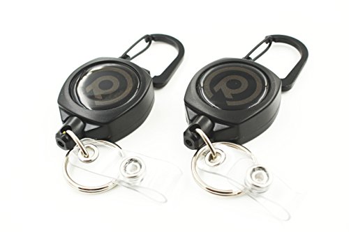 Rel Amigo Heavy Duty Retractable ID Badge Holder and Key Reel with Kevlar Cord and Carabiner (2 Pack)