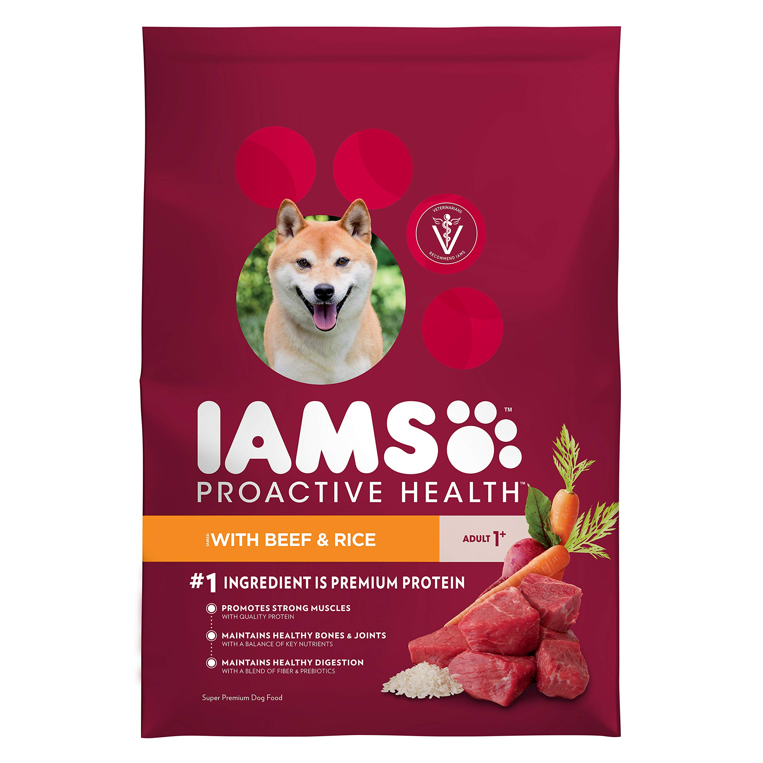 DISCONTINUED BY MANUFACTURER:IAMS PROACTIVE HEALTH Adult High Protein Dry Dog Food with Beef and Rice, 30 lb. Bag