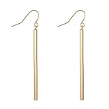 Gold Earrings for Women Dangle Long Vertical Bar Drop Dangle Earring Minimal Geometric jewelry for Girls (A-EARRING)