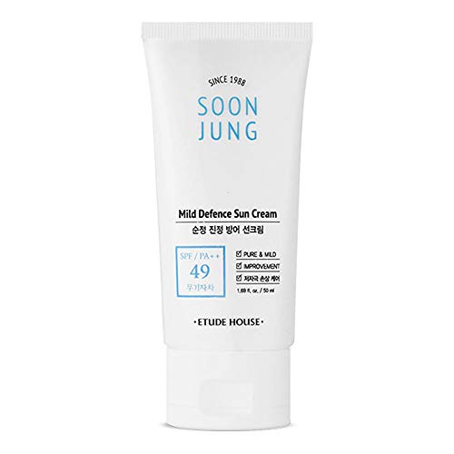 ETUDE HOUSE Soonjung Mild Defence Sun Cream SPF49 PA++ 50ml | Low Ph Sunscreen for Face | Korean Skin Care