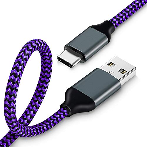 USB C Cable,Aupek 10FT USB Type C Cable Nylon Braided Fast Charger Cord for Nintendo Switch, Google Pixel,Samsung Galaxy Note 8 S9 S8 S8 Plus S9(Purple)