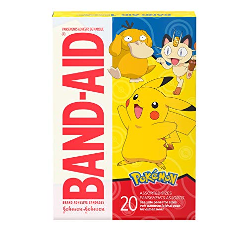 Band-Aid Brand Adhesive Bandages for Minor Cuts & Scrapes, Wound Care Featuring PokÃ©mon Characters for Kids, Assorted Sizes 20 ct