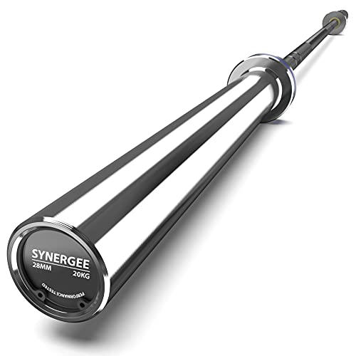Synergee Open 20kg Men's Black Phosphate Shaft and Chrome Sleeve Olympic Barbell. Rated 1000lbs for Weightlifting, Powerlifting and Crossfit.