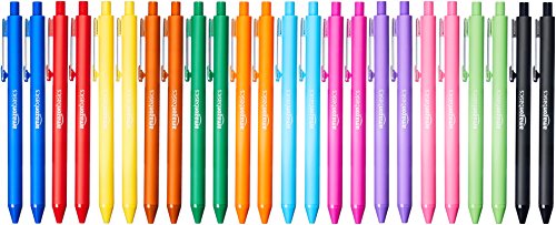 Book Cover Amazon Basics Retractable Ballpoint Pen - Assorted Colors - 24-Pack