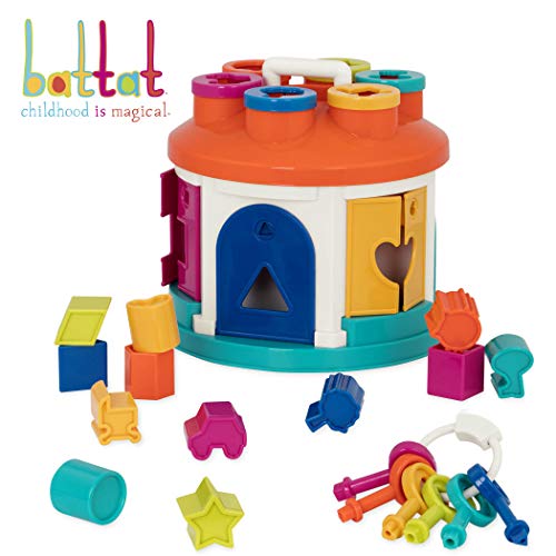 Book Cover Battat - Shape Sorter House - Color and Shape Sorting Toy with 6 Keys and 12 Shapes for Toddlers 2 years + (14-Pcs)