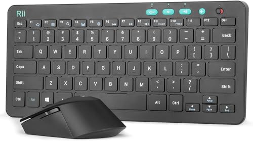 Rii RKM709 2.4 Gigahertz Ultra-Slim Wireless Keyboard and Mouse Combo, Multimedia Office Keyboard for PC, Laptop and Desktop,Business Office(Black)