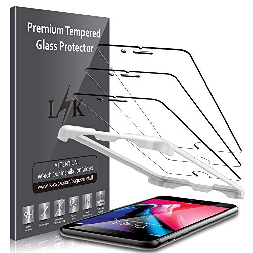 LK [3 Pack] Screen Protector for iPhone 8 and iPhone 7 Tempered Glass 3D Touch [Case Friendly] [Alignment Frame Easy Installation] with Lifetime Replacement Warranty
