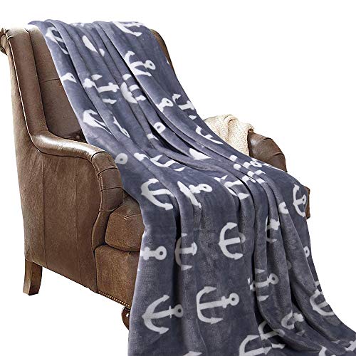 JML Flannel Blanket Sofa Couch Throw Blanket Super Soft Lightweight Microfiber Fuzzy Plush Throw Blanket Shawls and Wraps Anchor Fleece Throw for Adults,Pet,Travel,Home,Bed,Chair Decor- Grey Anchor