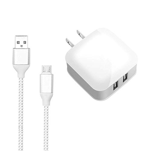WUKUR Kindle Fire Charger Fire Tablet Charger Dual USB Port Kindle Power Cord,5V 2.4A Kindle AC Adapter with 1 Micro-USB Cable Compatible with Bluetooth Speaker,Samsung,HTC and More Android Device